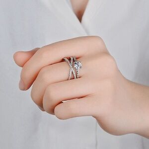 **NINETTA* Silver x Zircon Fashion Ring Size 9